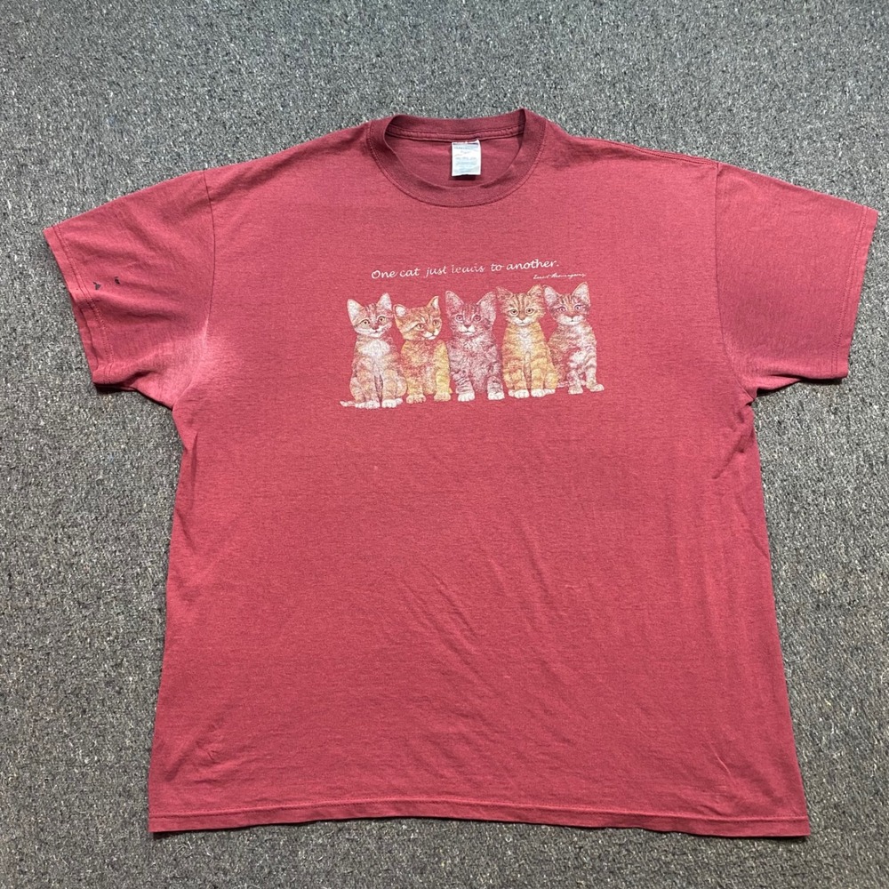 One Cat Leads To Another TShirt Sz 2XL Mens Red Hemingway Kitten Graphic Grunge